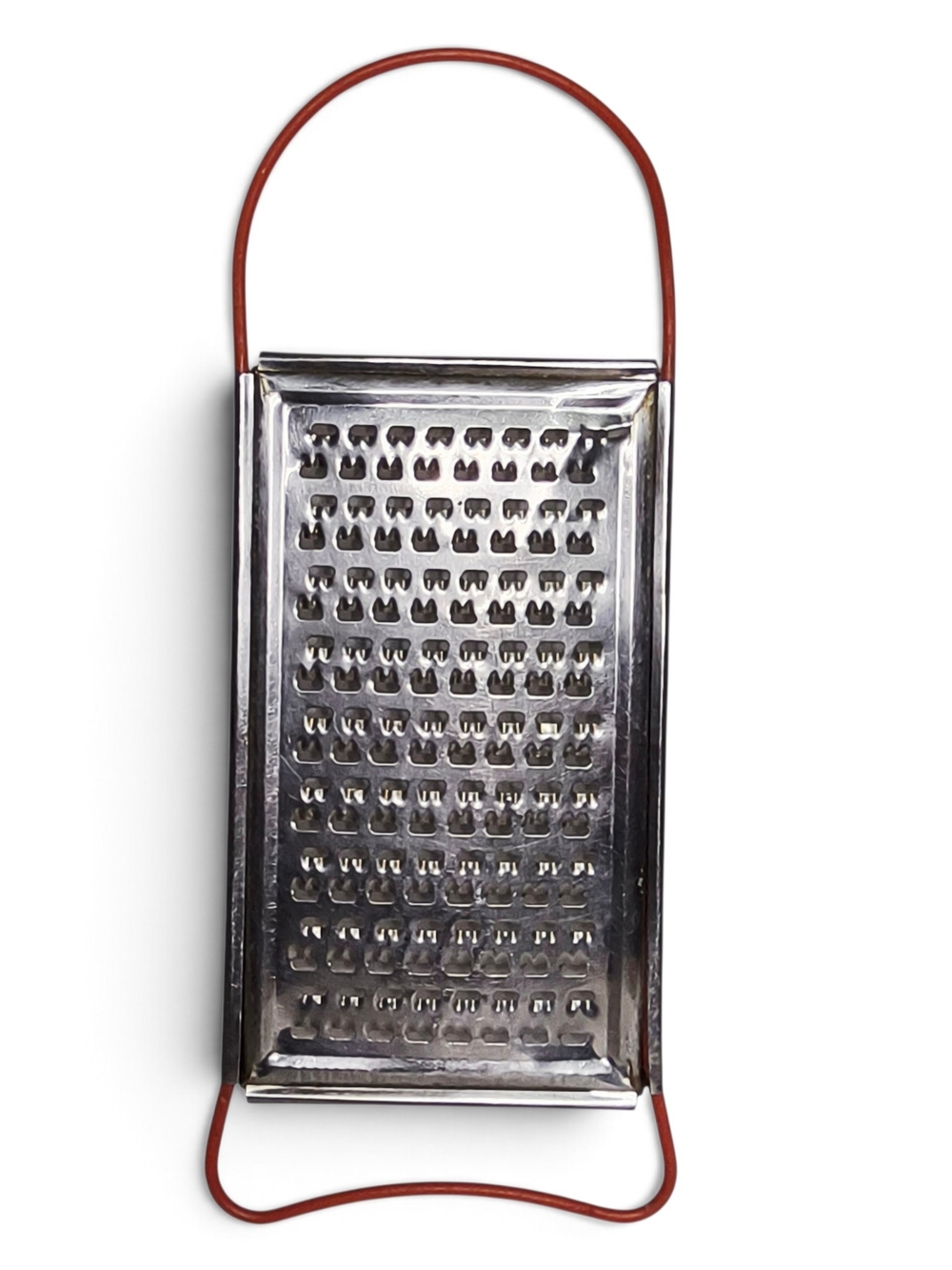 Vintage Worn Rostfrei Flat Red Grater Zester Vinyl Plastic Handle Deco Germany
